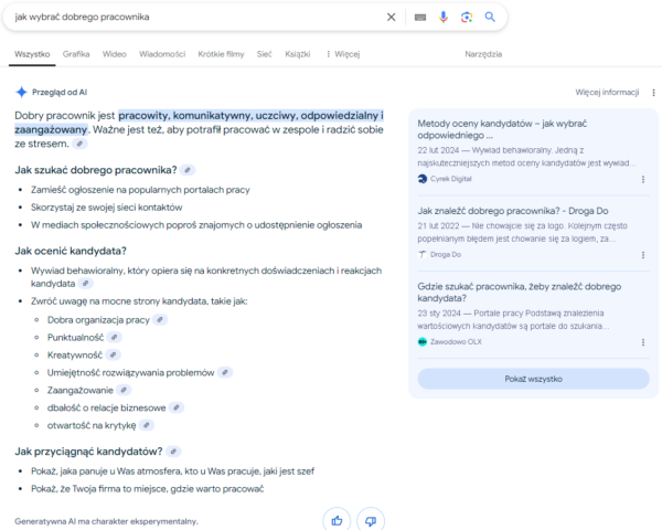 ai wynik jak wybrać dobrego pracownika